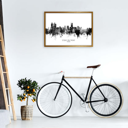 Stoke-On-Trent England Skyline Black White City Name  by Michael Tompsett A1 Print Only