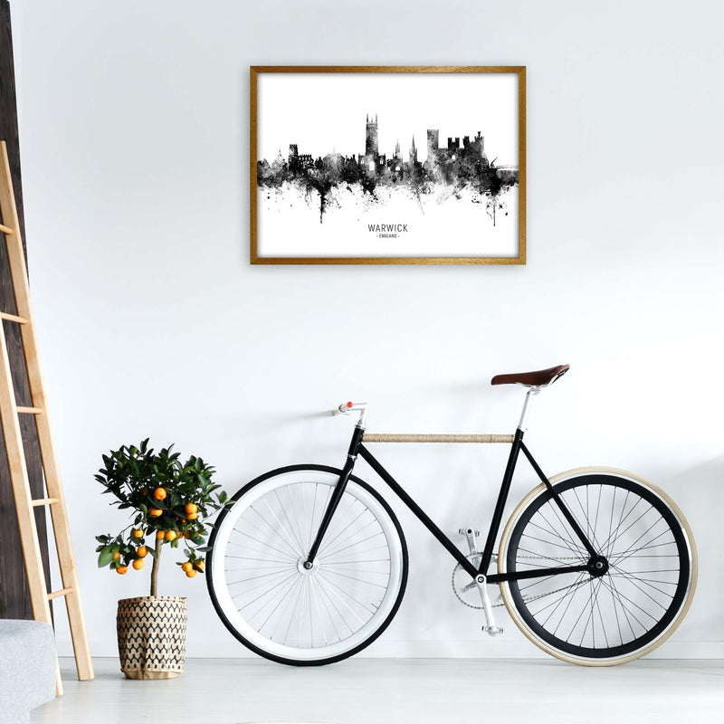 Warwick England Skyline Black White City Name  by Michael Tompsett A1 Print Only