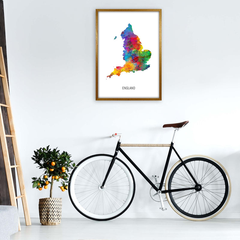 England Watercolour Map Art Print by Michael Tompsett A1 Print Only