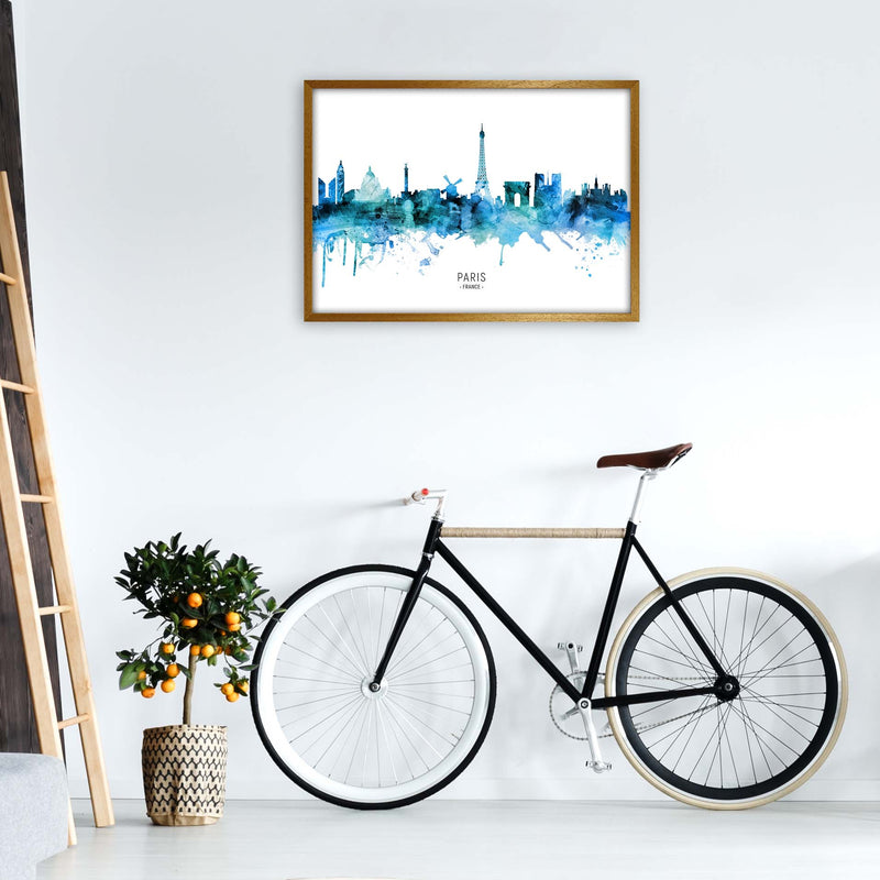 Paris France Skyline Blue City Name Print by Michael Tompsett A1 Print Only