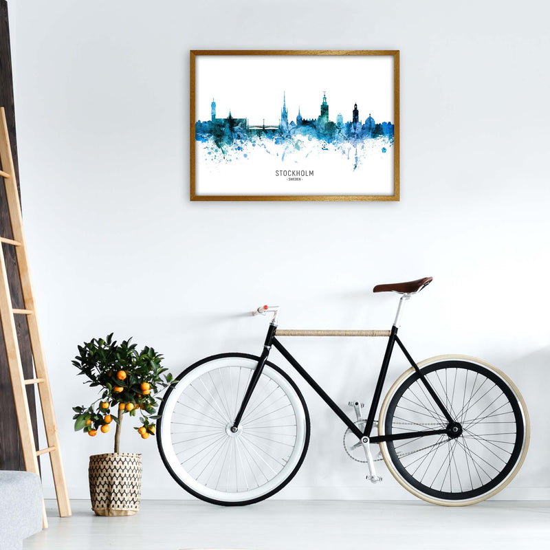 Stockholm Sweden Skyline Blue City Name  by Michael Tompsett A1 Print Only