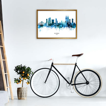Mumbai India Skyline Blue City Name Print by Michael Tompsett A1 Print Only