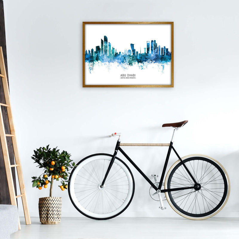 Abu Dhabi United Arab Emirates Skyline Blue City Name  by Michael Tompsett A1 Print Only