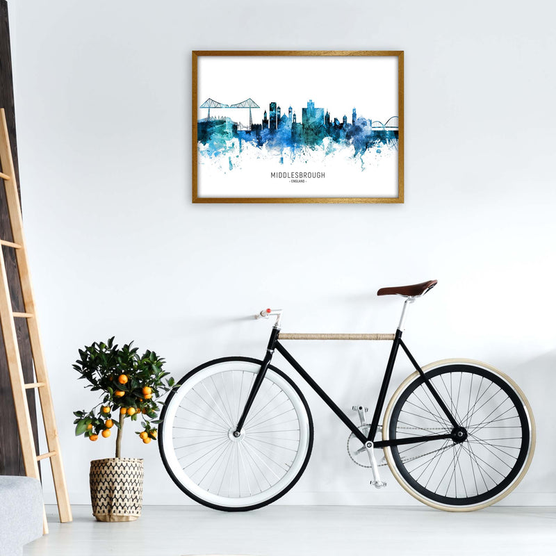 Middlesbrough England Skyline Blue City Name  by Michael Tompsett A1 Print Only