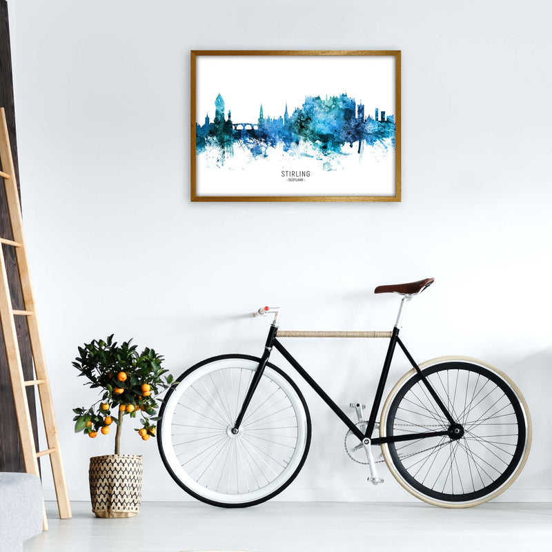 Stirling Scotland Skyline Blue City Name  by Michael Tompsett A1 Print Only
