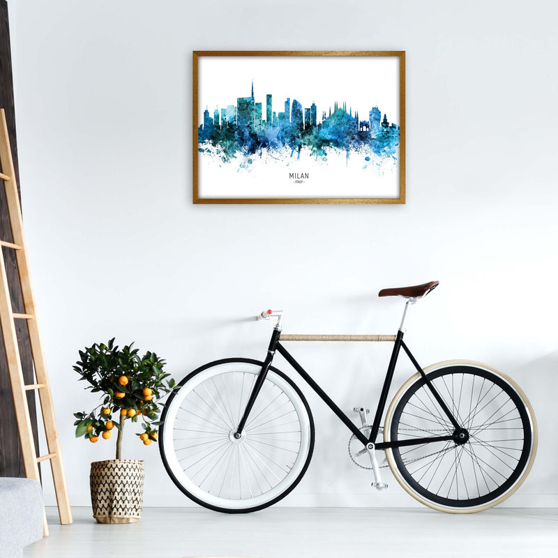 Milan Italy Skyline Blue City Name Print by Michael Tompsett A1 Print Only