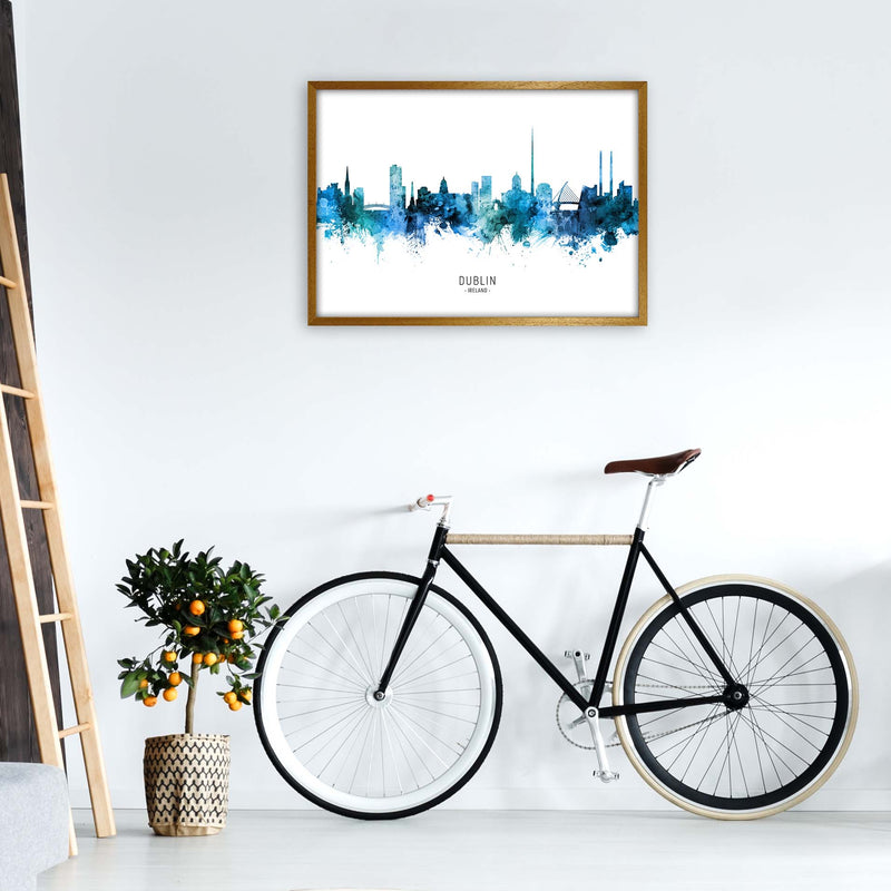 Dublin Ireland Skyline Blue City Name  by Michael Tompsett A1 Print Only