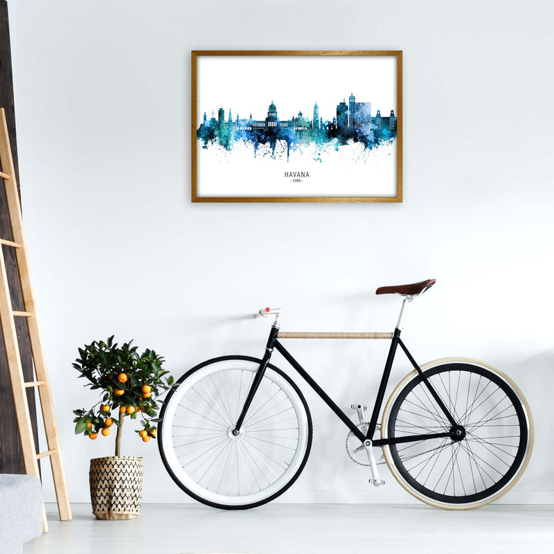 Havana Cuba Skyline Blue City Name Print by Michael Tompsett A1 Print Only