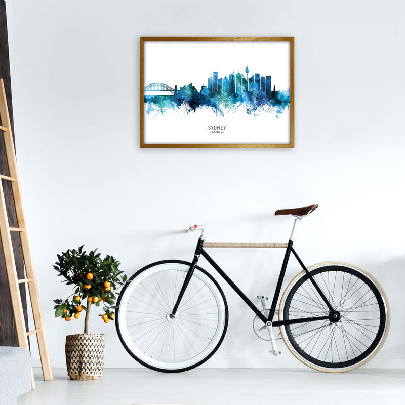 Sydney Australia Skyline Blue City Name  by Michael Tompsett A1 Print Only