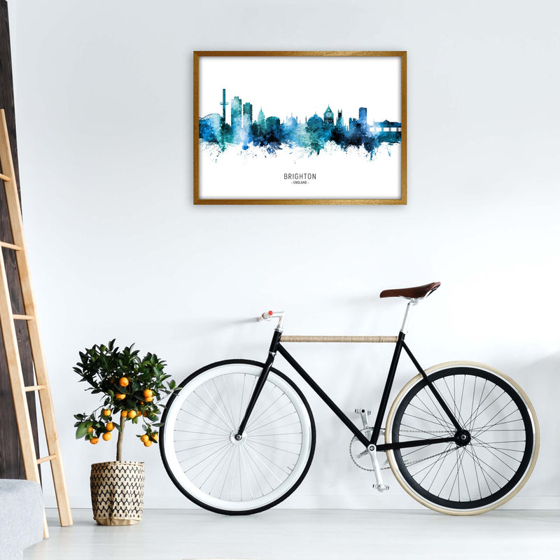 Brighton England Skyline Blue City Name  by Michael Tompsett A1 Print Only