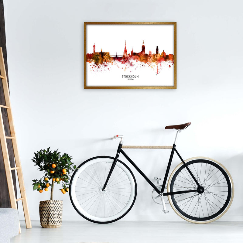 Stockholm Sweden Skyline Red City Name  by Michael Tompsett A1 Print Only
