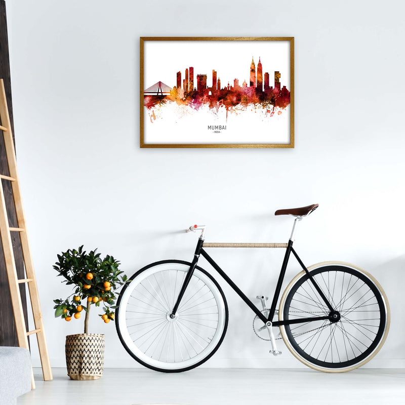 Mumbai India Skyline Red City Name Print by Michael Tompsett A1 Print Only