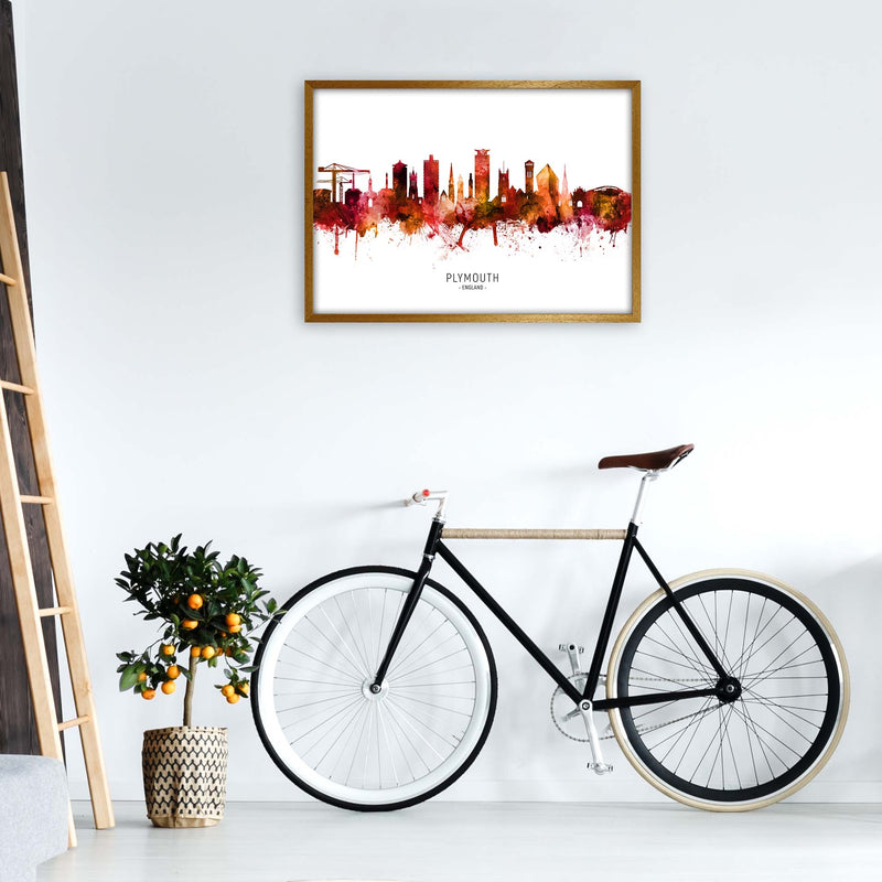 Plymouth England Skyline Red City Name  by Michael Tompsett A1 Print Only