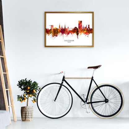 Cheltenham England Skyline Red City Name  by Michael Tompsett A1 Print Only