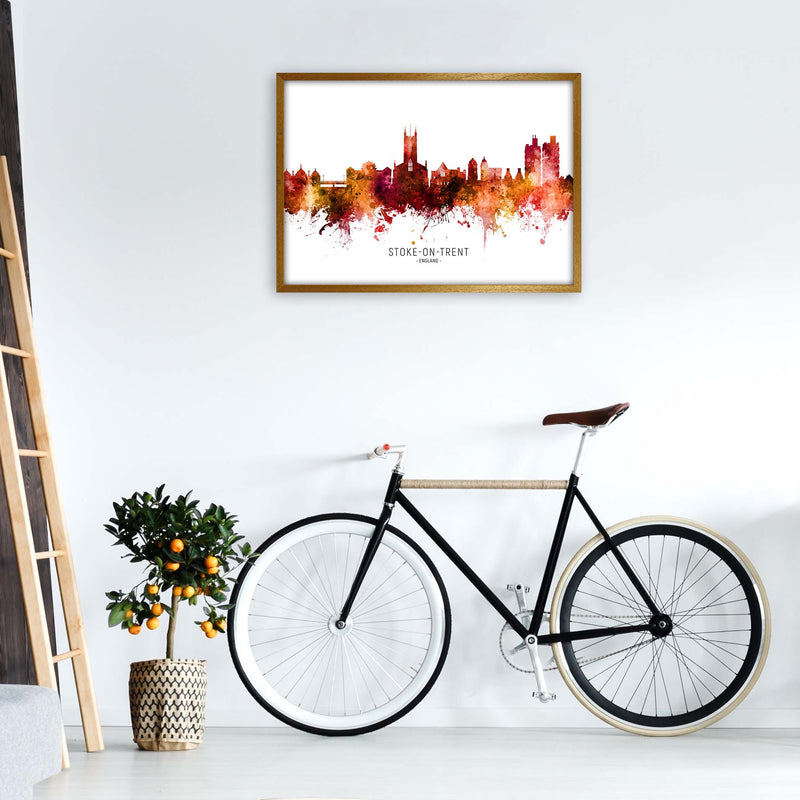 Stoke-On-Trent England Skyline Red City Name  by Michael Tompsett A1 Print Only