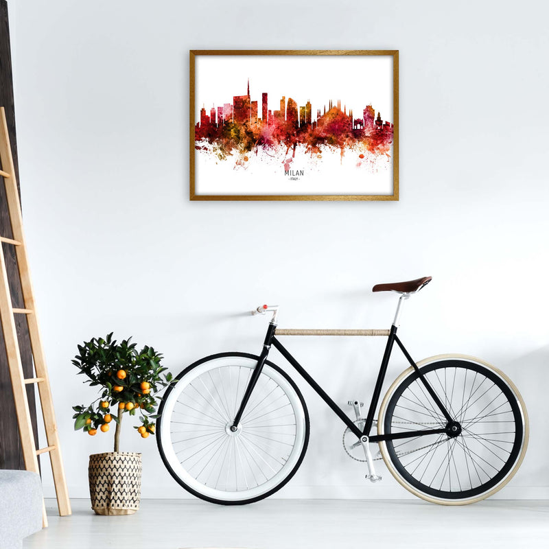 Milan Italy Skyline Red City Name Print by Michael Tompsett A1 Print Only