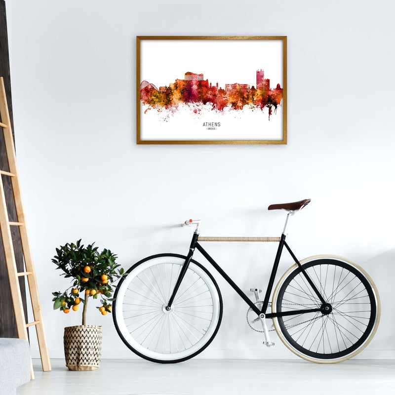 Athens Greece Skyline Red City Name Print by Michael Tompsett A1 Print Only
