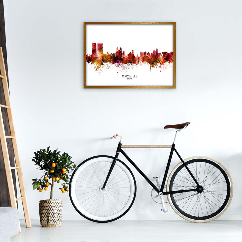 Marseille France Skyline Red City Name  by Michael Tompsett A1 Print Only
