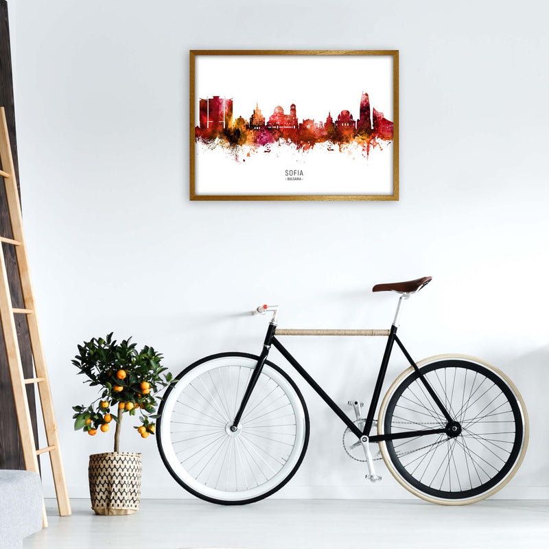 Sofia Bulgaria Skyline Red City Name  by Michael Tompsett A1 Print Only