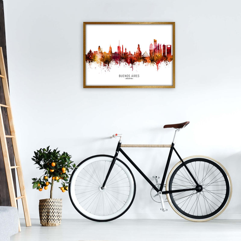 Buenos Aires Argentina Skyline Red City Name  by Michael Tompsett A1 Print Only