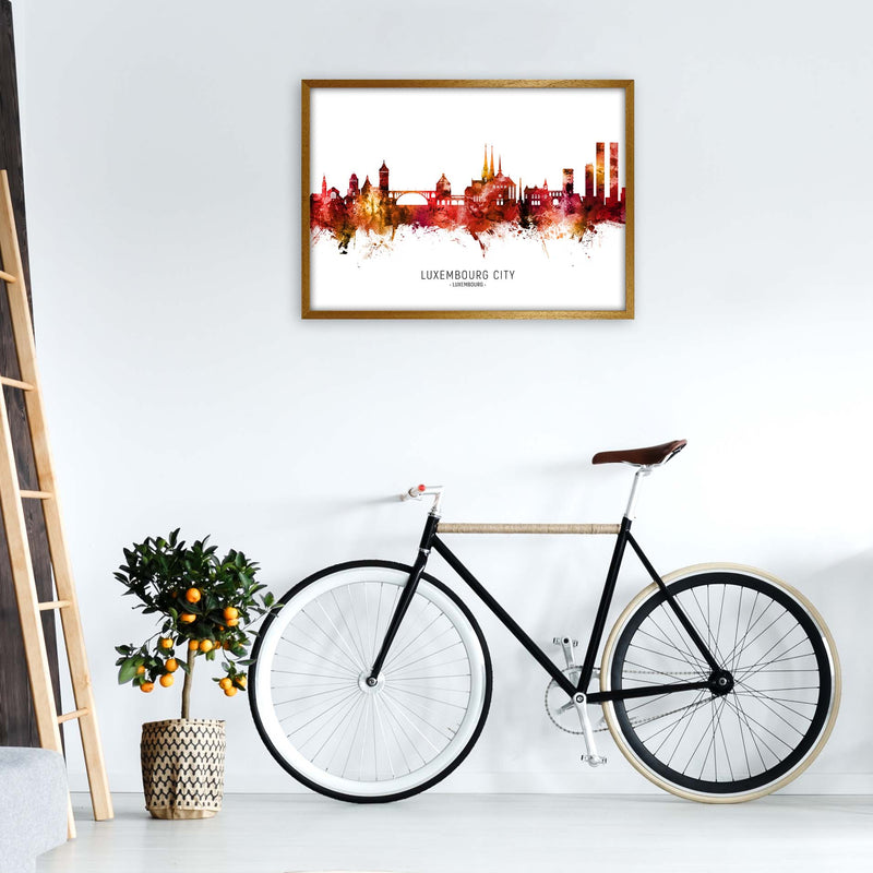 Luxembourg City Luxembourg Skyline Red City Name  by Michael Tompsett A1 Print Only