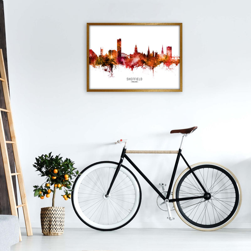 Sheffield England Skyline Red City Name  by Michael Tompsett A1 Print Only