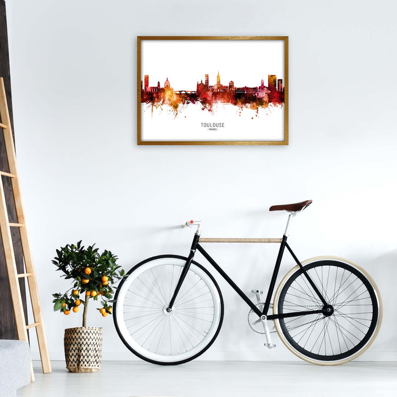 Toulouse France Skyline Red City Name  by Michael Tompsett A1 Print Only