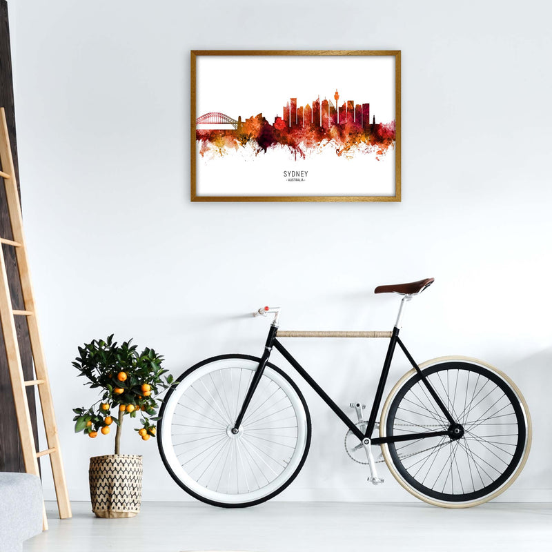 Sydney Australia Skyline Red City Name  by Michael Tompsett A1 Print Only