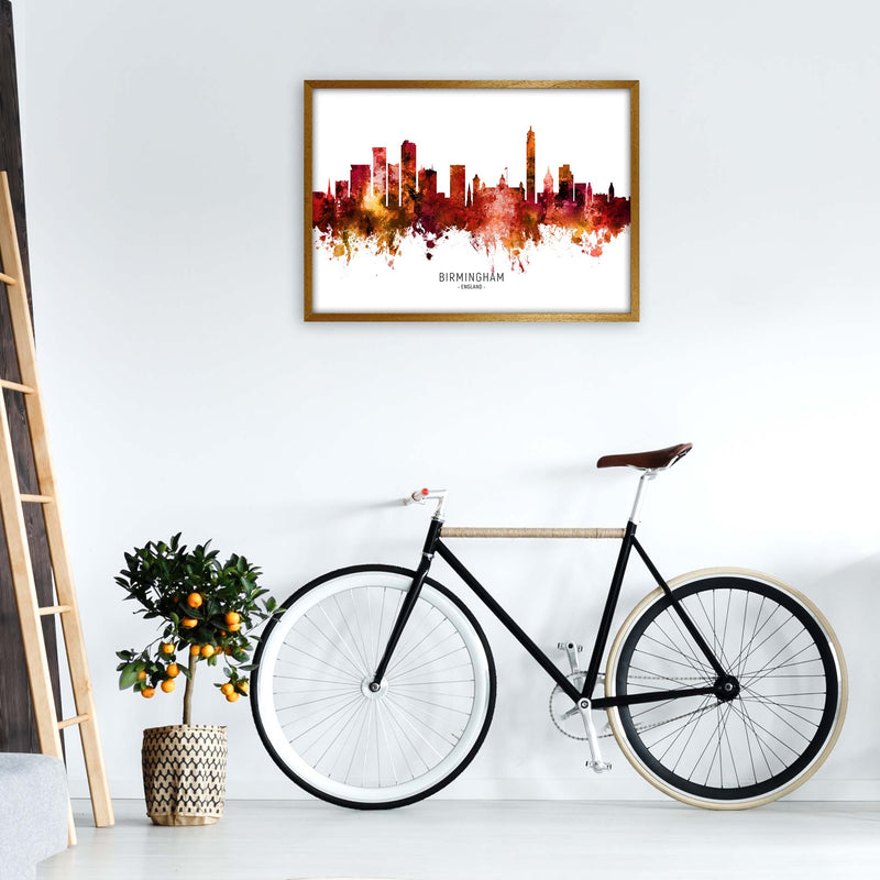 Birmingham England Skyline Red City Name  by Michael Tompsett A1 Print Only