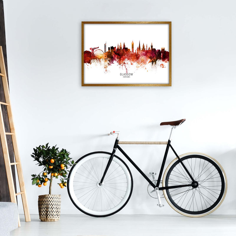 Glasgow Scotland Skyline Red City Name  by Michael Tompsett A1 Print Only