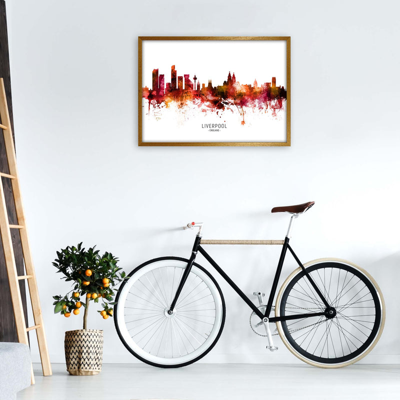 Liverpool England Skyline Red City Name  by Michael Tompsett A1 Print Only