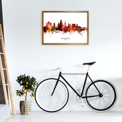 Nottingham England Skyline Red City Name  by Michael Tompsett A1 Print Only