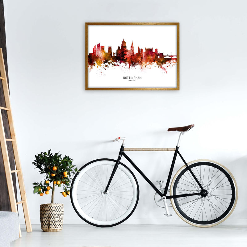 Nottingham England Skyline Red City Name  by Michael Tompsett A1 Print Only