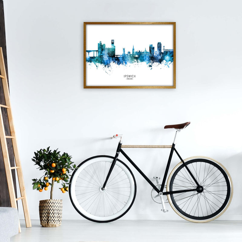 Ipswich England Skyline Blue City Name  by Michael Tompsett A1 Print Only