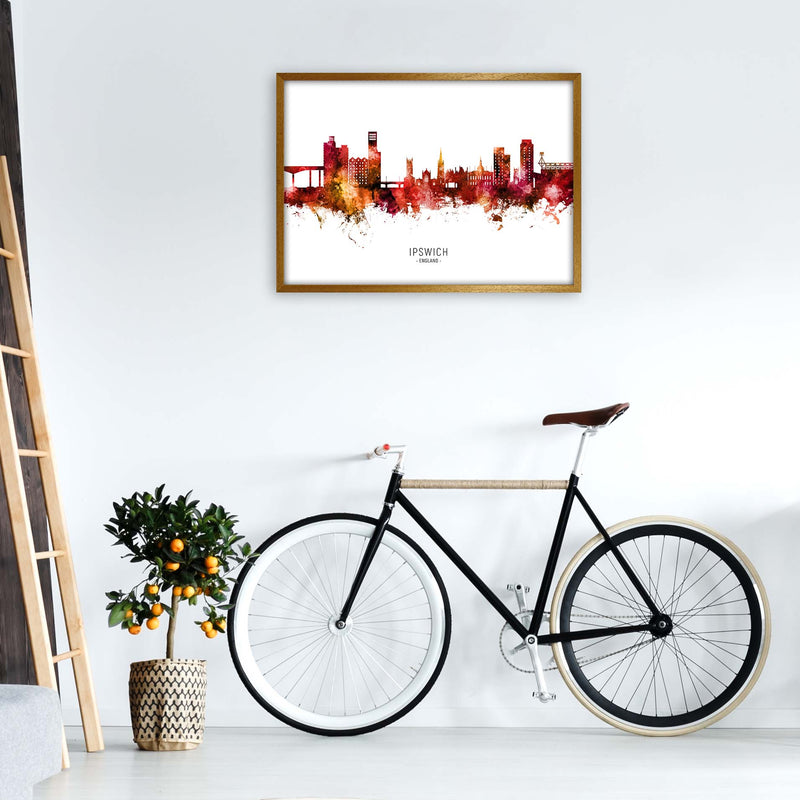 Ipswich England Skyline Red City Name  by Michael Tompsett A1 Print Only