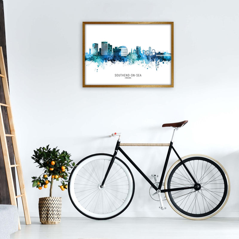 Southend-On-Sea England Skyline Blue City Name  by Michael Tompsett A1 Print Only