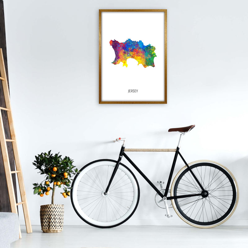 Jersey Watercolour Map Art Print by Michael Tompsett A1 Print Only