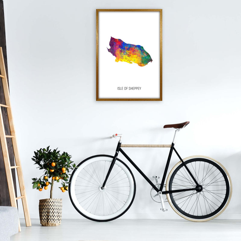 Isle Of Sheppey Watercolour Map Art Print by Michael Tompsett A1 Print Only