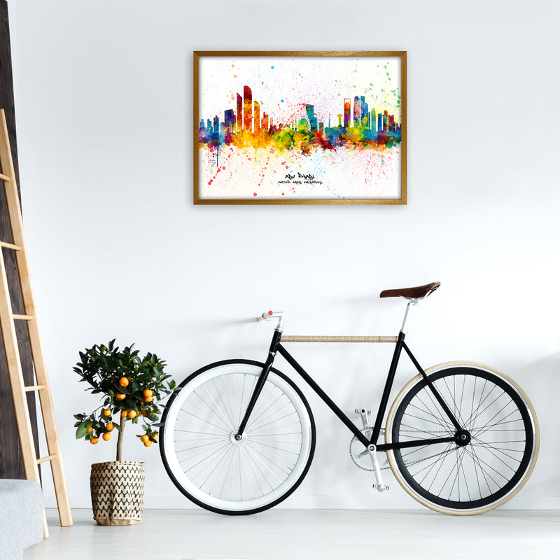 Abu Dhabi United Arab Emirates Skyline Splash Art Print by Michael Tompsett A1 Print Only