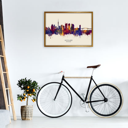 Auckland New Zealand Skyline Autumn City Name Art Print by Michael Tompsett A1 Print Only