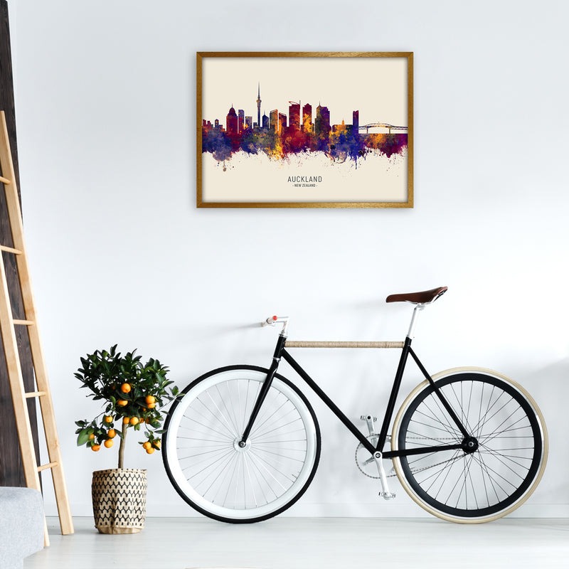 Auckland New Zealand Skyline Autumn City Name Art Print by Michael Tompsett A1 Print Only