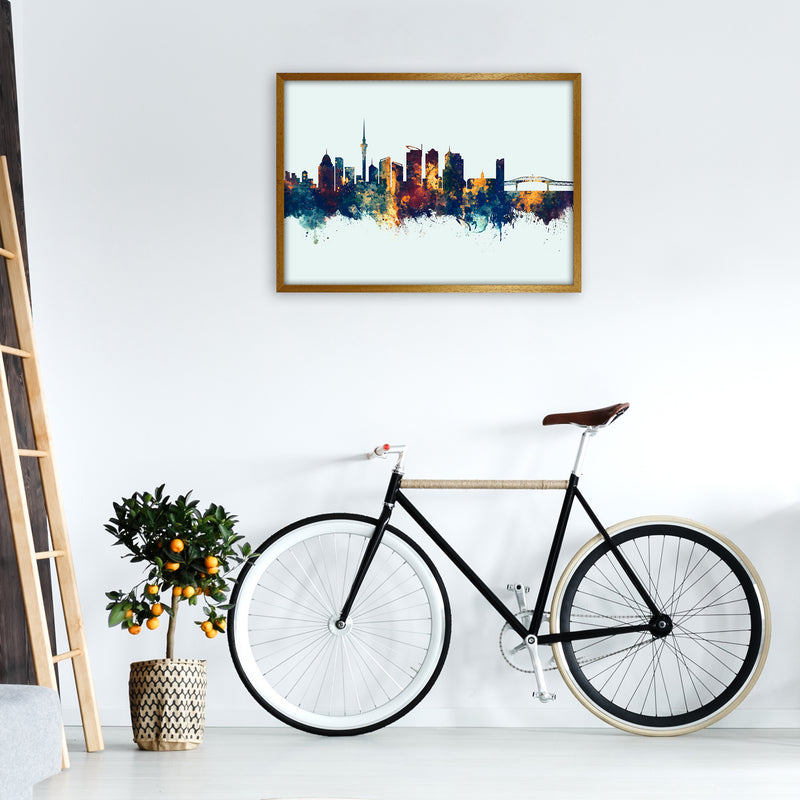 Auckland New Zealand Skyline Blue Orange Art Print by Michael Tompsett A1 Print Only