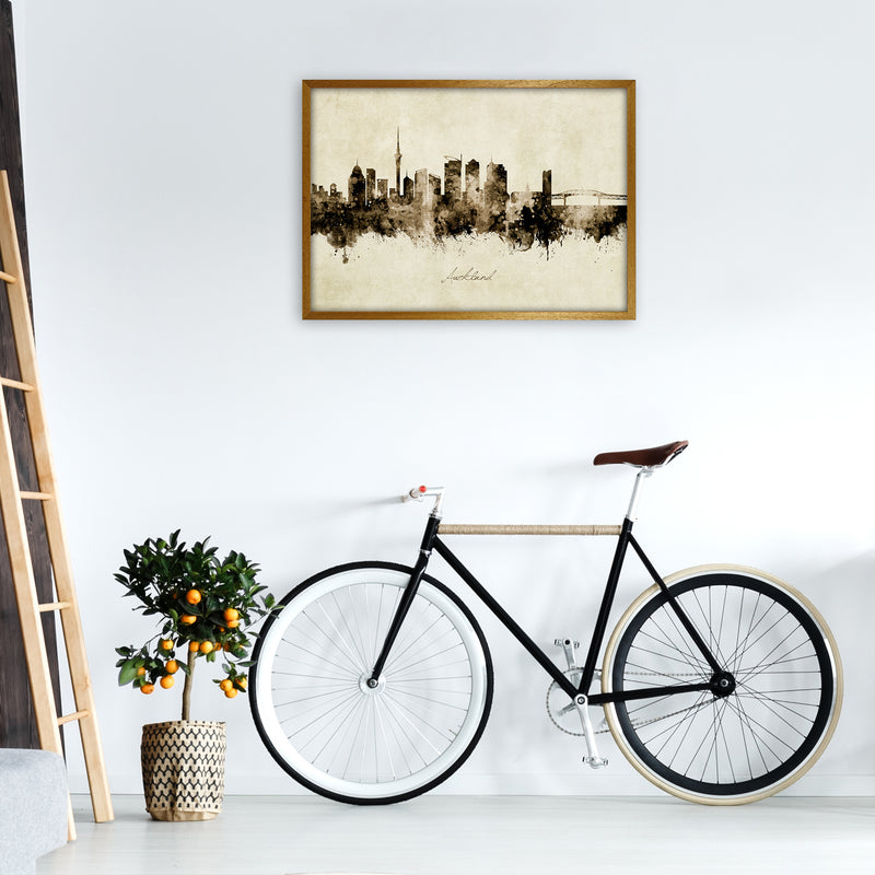 Auckland New Zealand Skyline Vintage Art Print by Michael Tompsett A1 Print Only