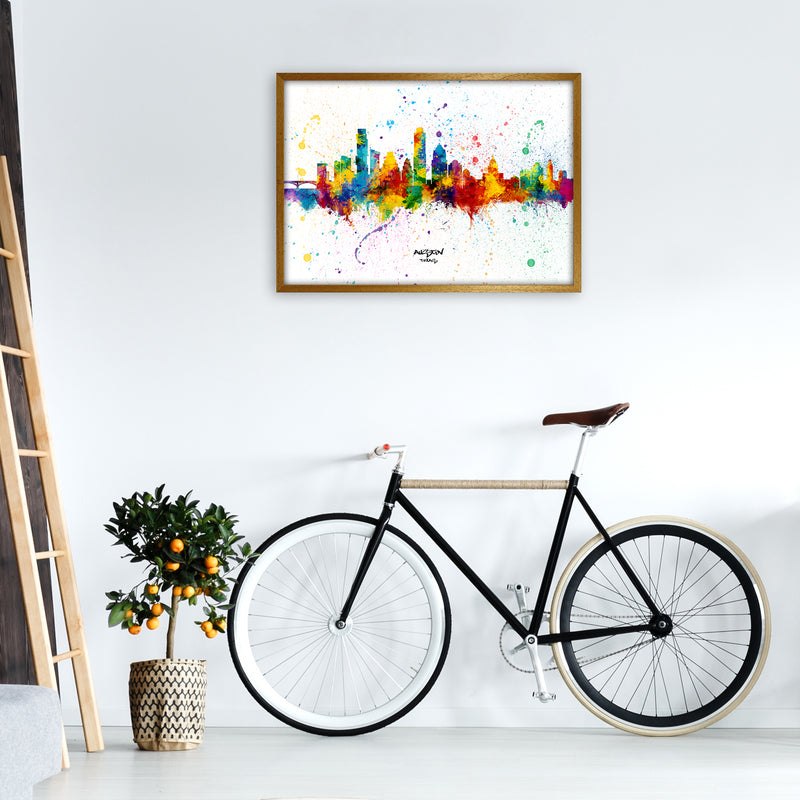 Austin Texas Skyline Splash Art Print by Michael Tompsett A1 Print Only