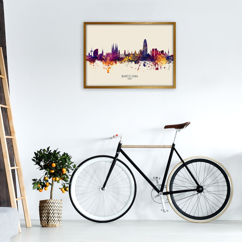 Barcelona Spain Skyline Autumn City Name Art Print by Michael Tompsett A1 Print Only