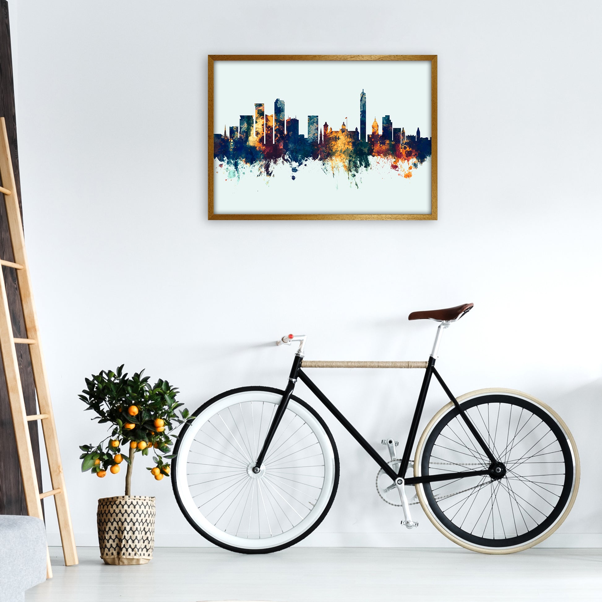 Birmingham England Skyline Blue Orange Art Print by Michael Tompsett A1 Print Only