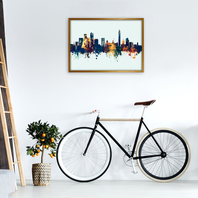 Birmingham England Skyline Blue Orange Art Print by Michael Tompsett A1 Print Only