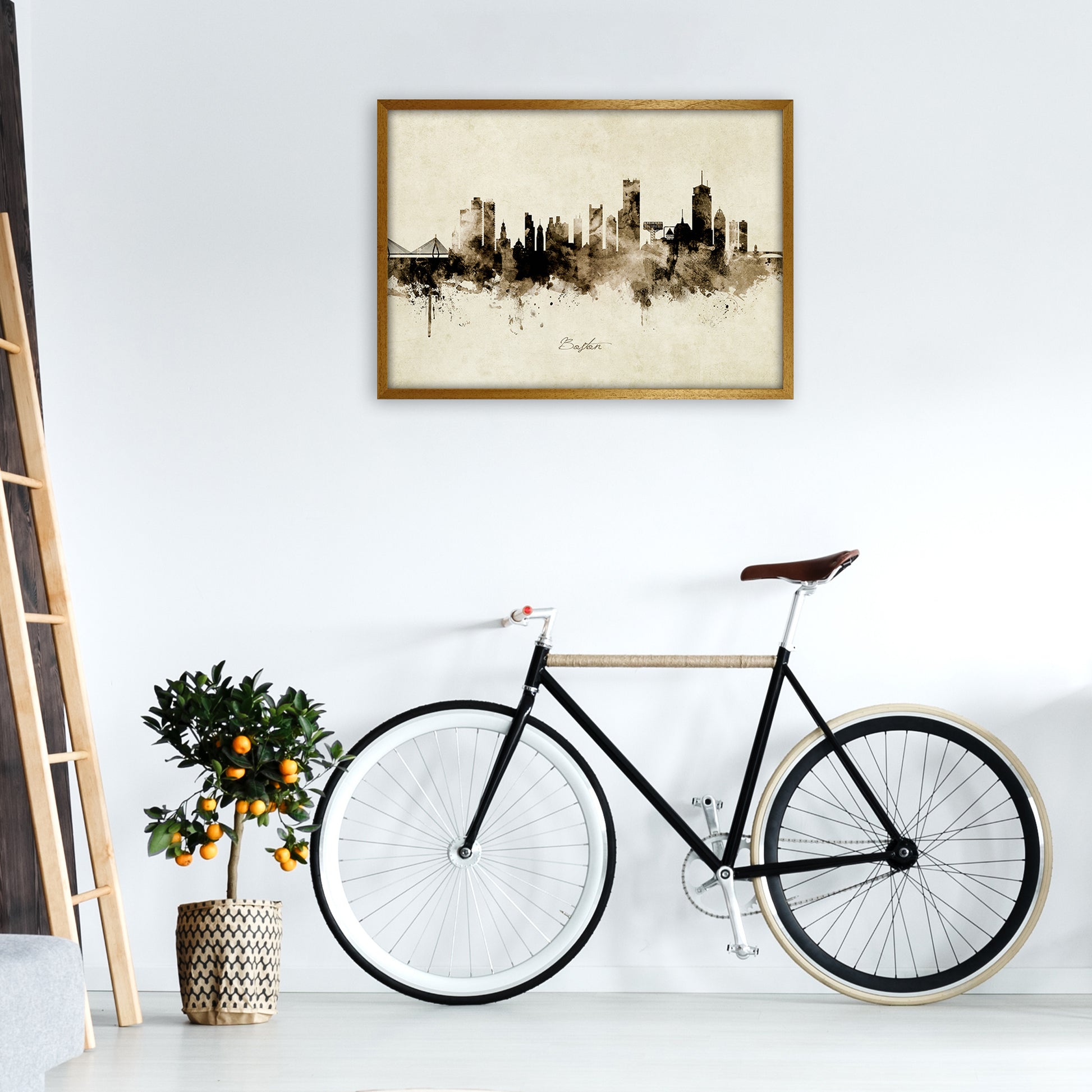 Boston Massachusetts Skyline Vintage Art Print by Michael Tompsett A1 Print Only