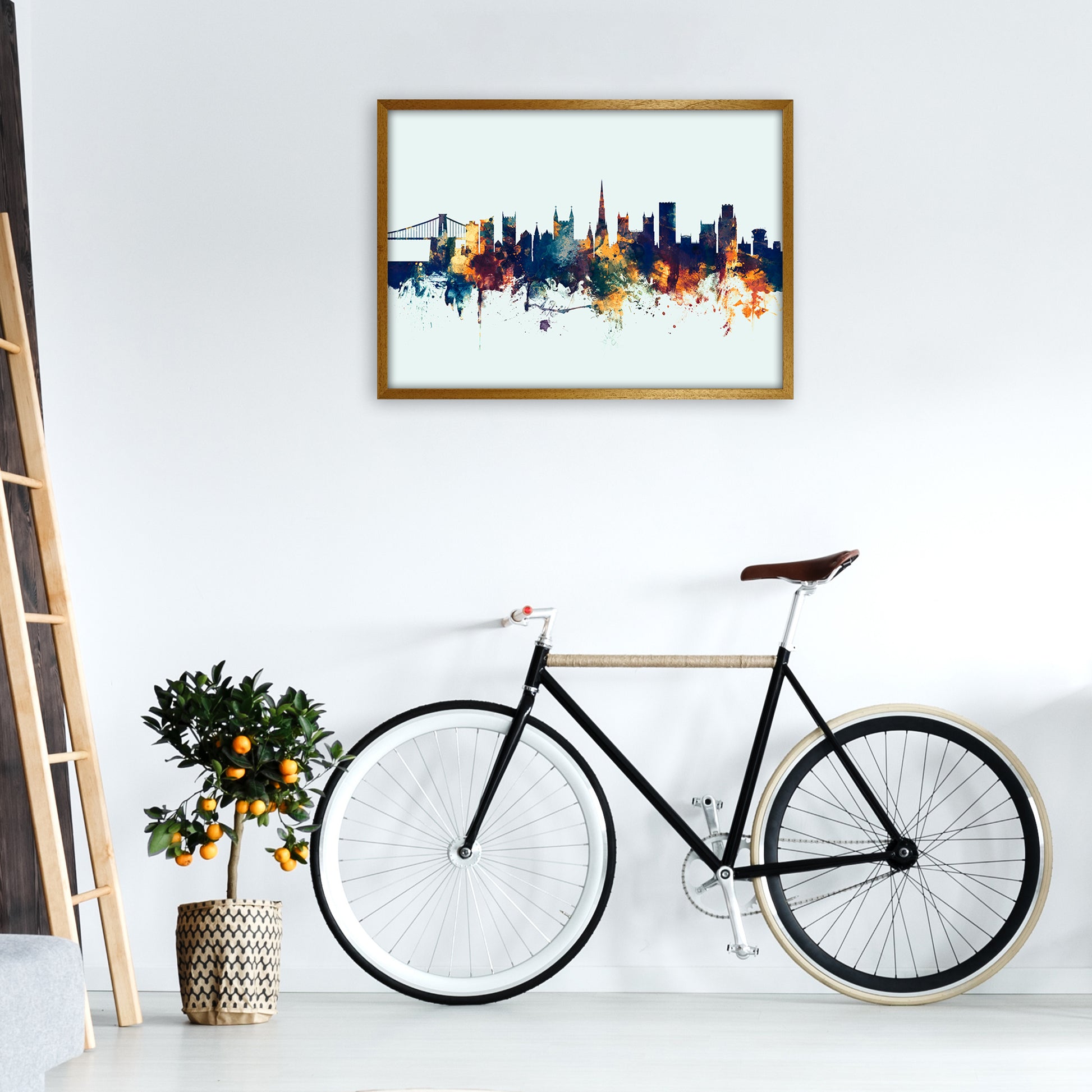 Bristol England Skyline Blue Orange Art Print by Michael Tompsett A1 Print Only