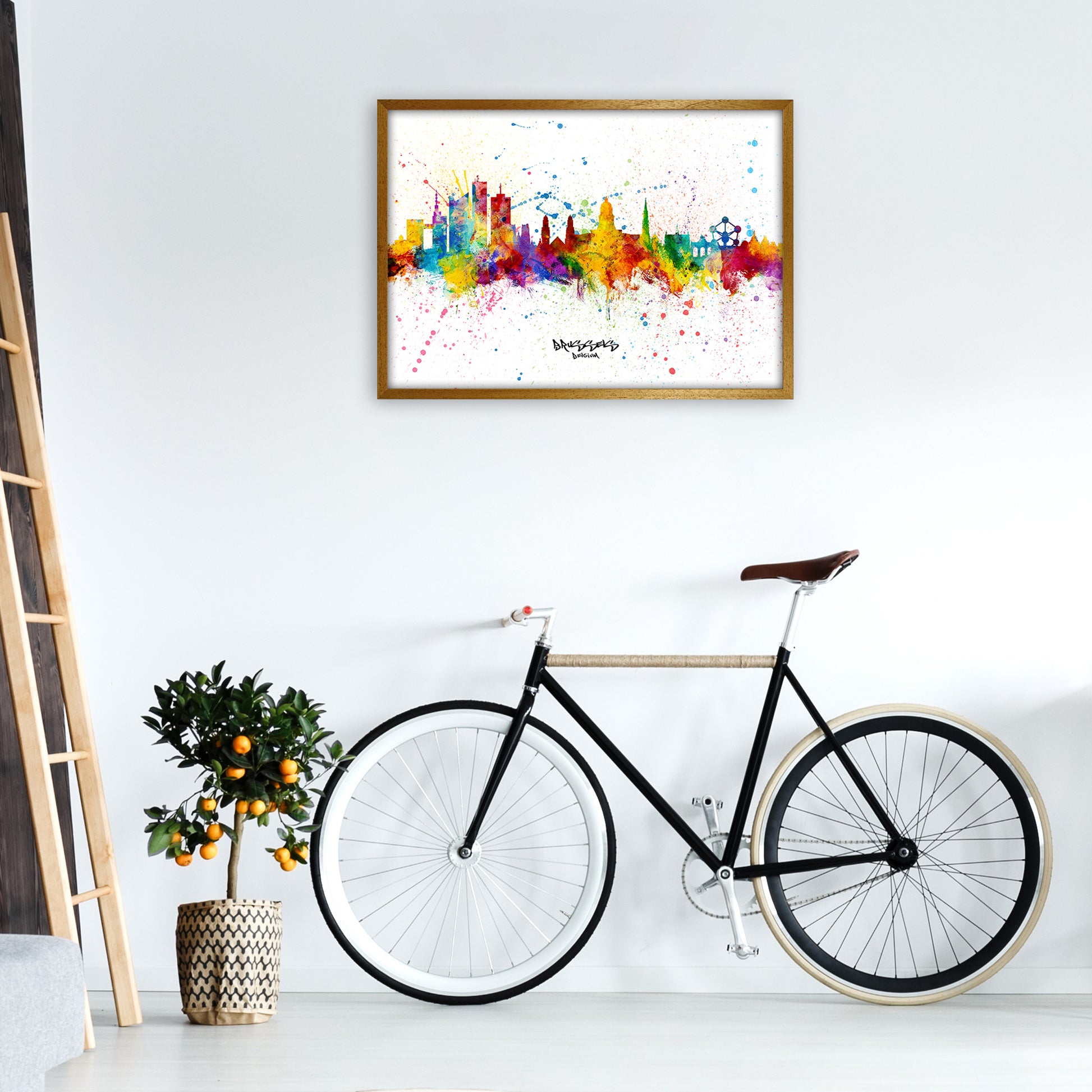 Brussels Belgium Skyline Splash Art Print by Michael Tompsett A1 Print Only